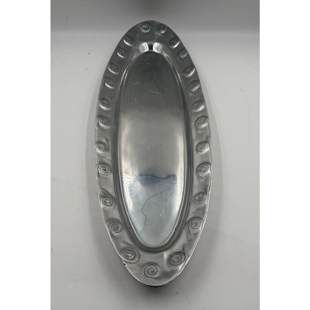 Vintage Mexican Pewter Serving Tray 20.5" X 7" Made in Mexico